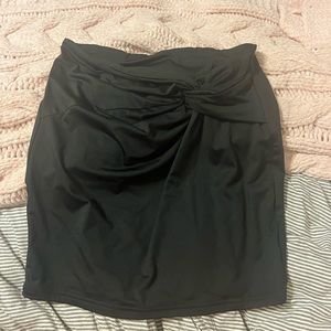 black skirt with knot detail and long sleeve crop set